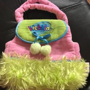 NWOT. WEBKINZ CARRIER PINK/LIME GREEN - striped in